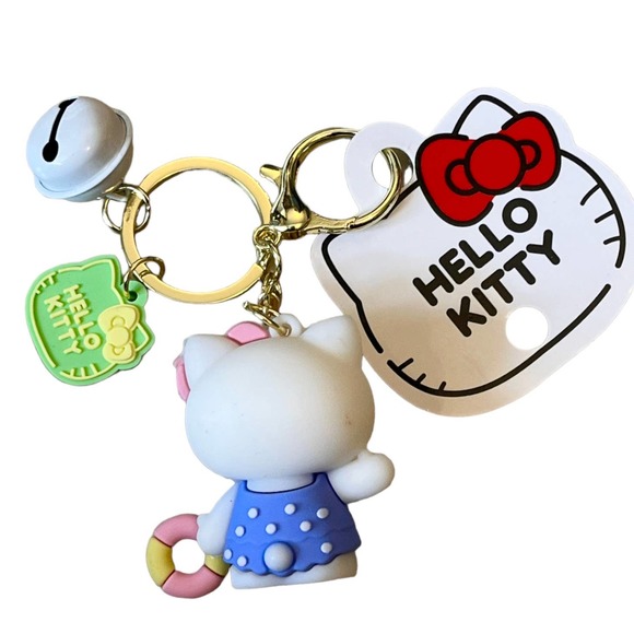 NEW Hello Kitty Swimsuit KEYCHAIN Key Clip Mini Figurine Purse Fob Bag Charm - Picture 2 of 6